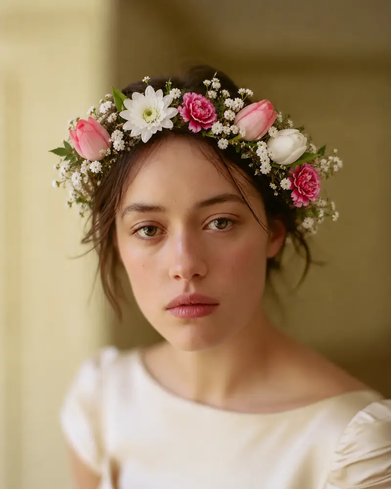 Example with sample flowers: a wreath in the Crown portrait room, made into a flower crown