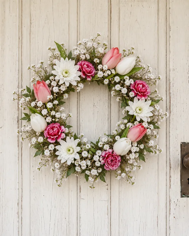 Phone photo: ai-made wreath from the sample bouquet's flowers